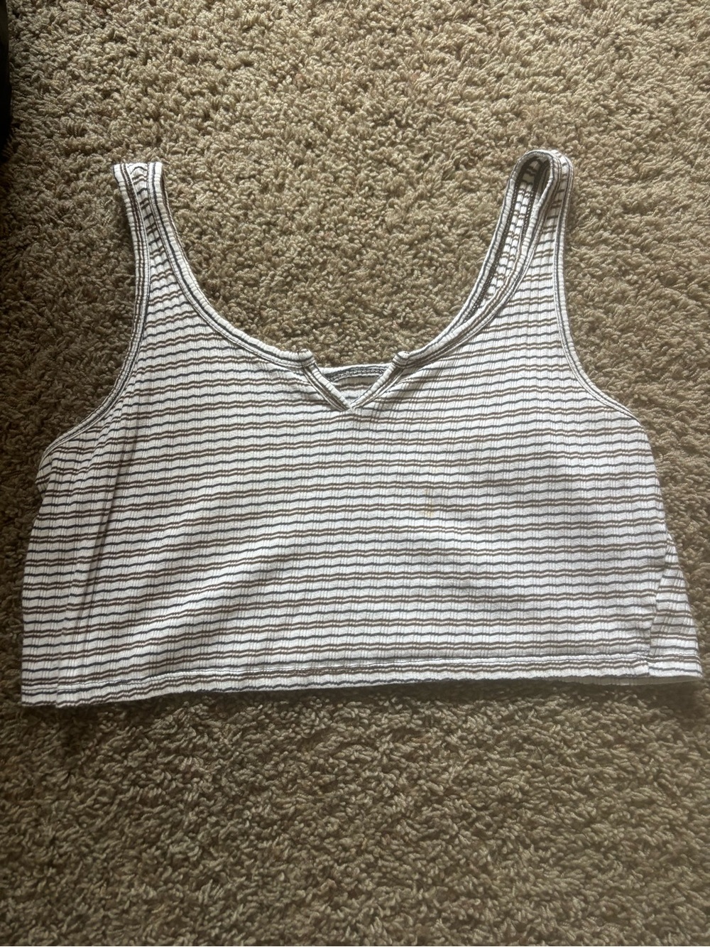 Topshop White Tank Crop Top with Black Stripes